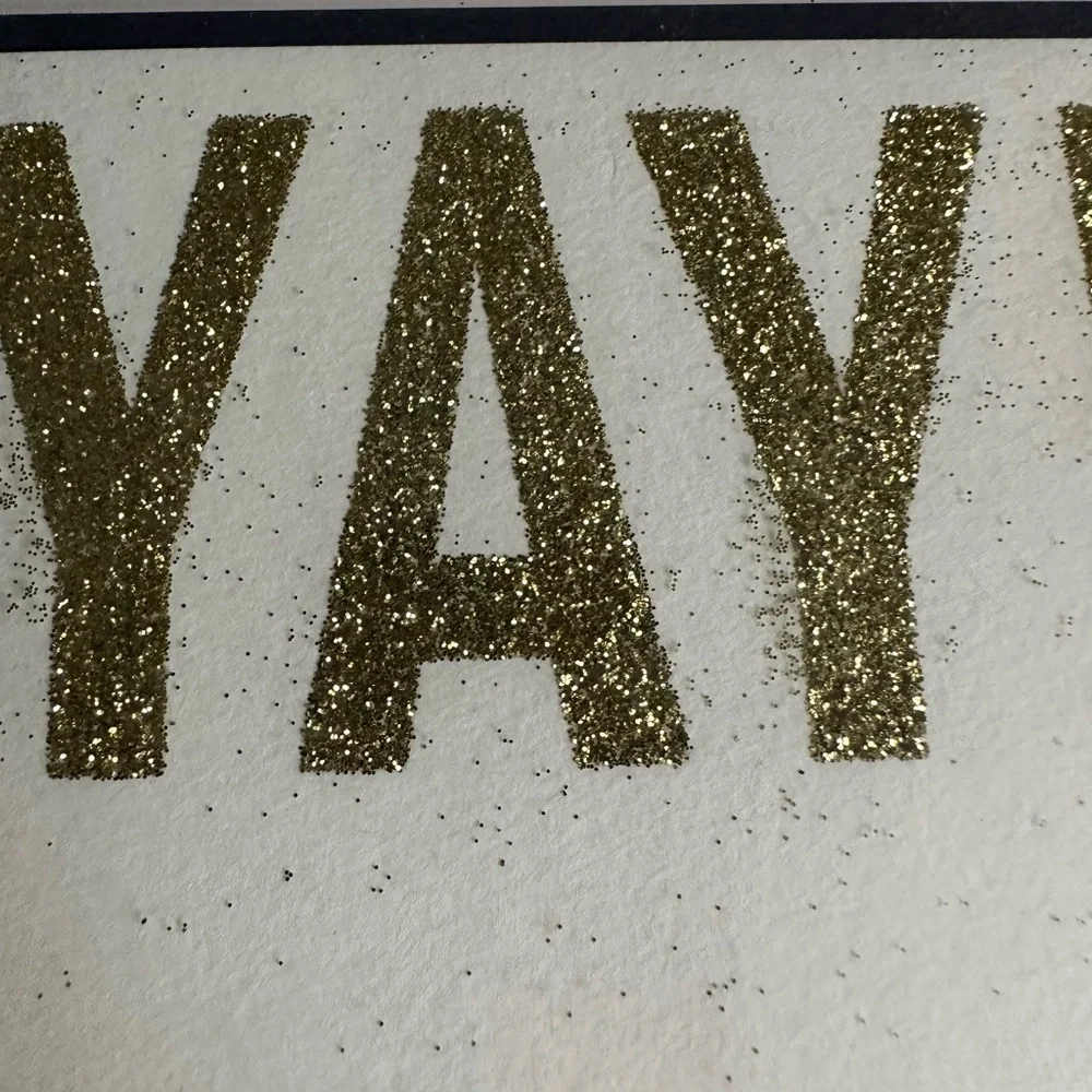 🩵5/$8 Gold  Glitter 'YAY!' Party Invitation Cards